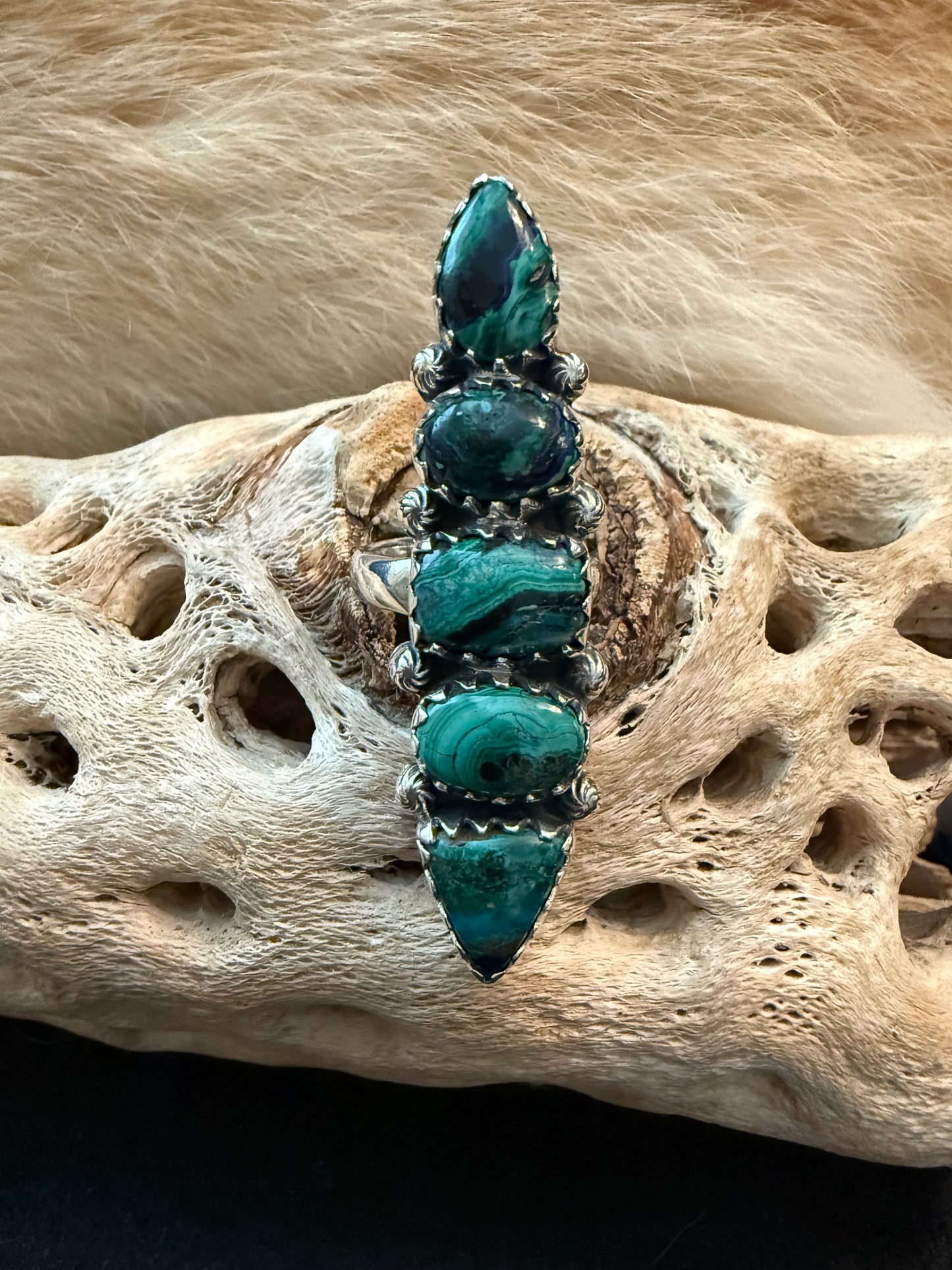 Desert River Azurite Malachite Ring