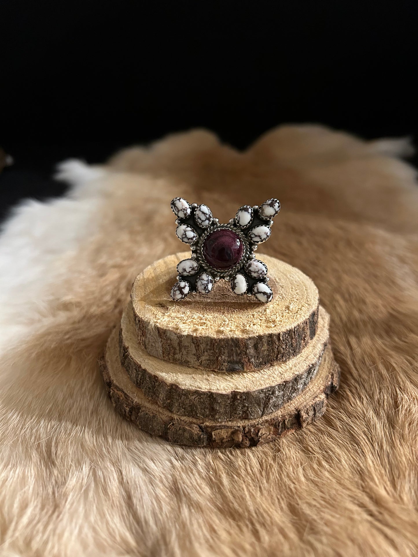 Purple Spiny Oyster & Wild Horse Turquoise Ring