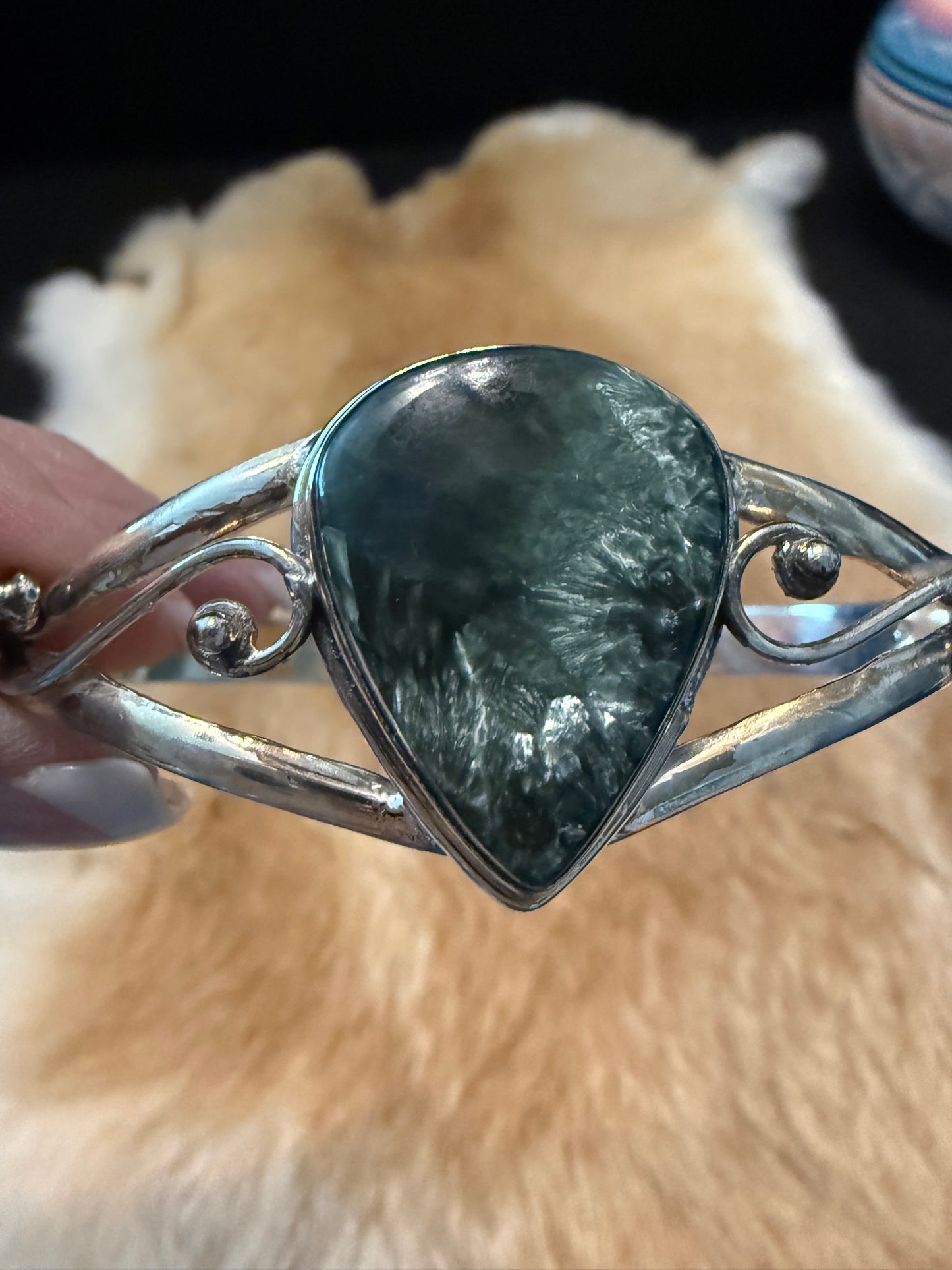 Sterling Silver Seraphinite Statement Bracelet