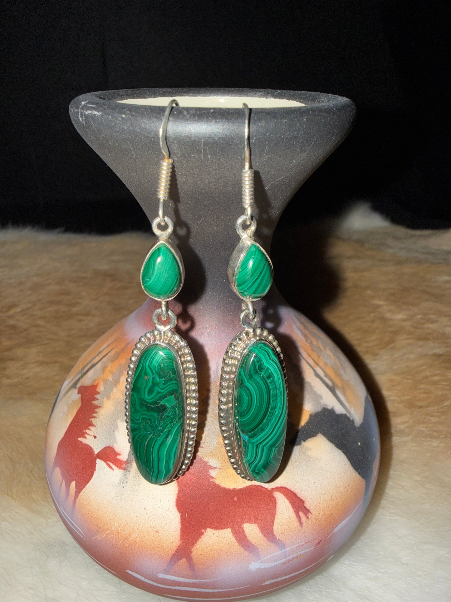 Desert Green Malachite Drop Earrings