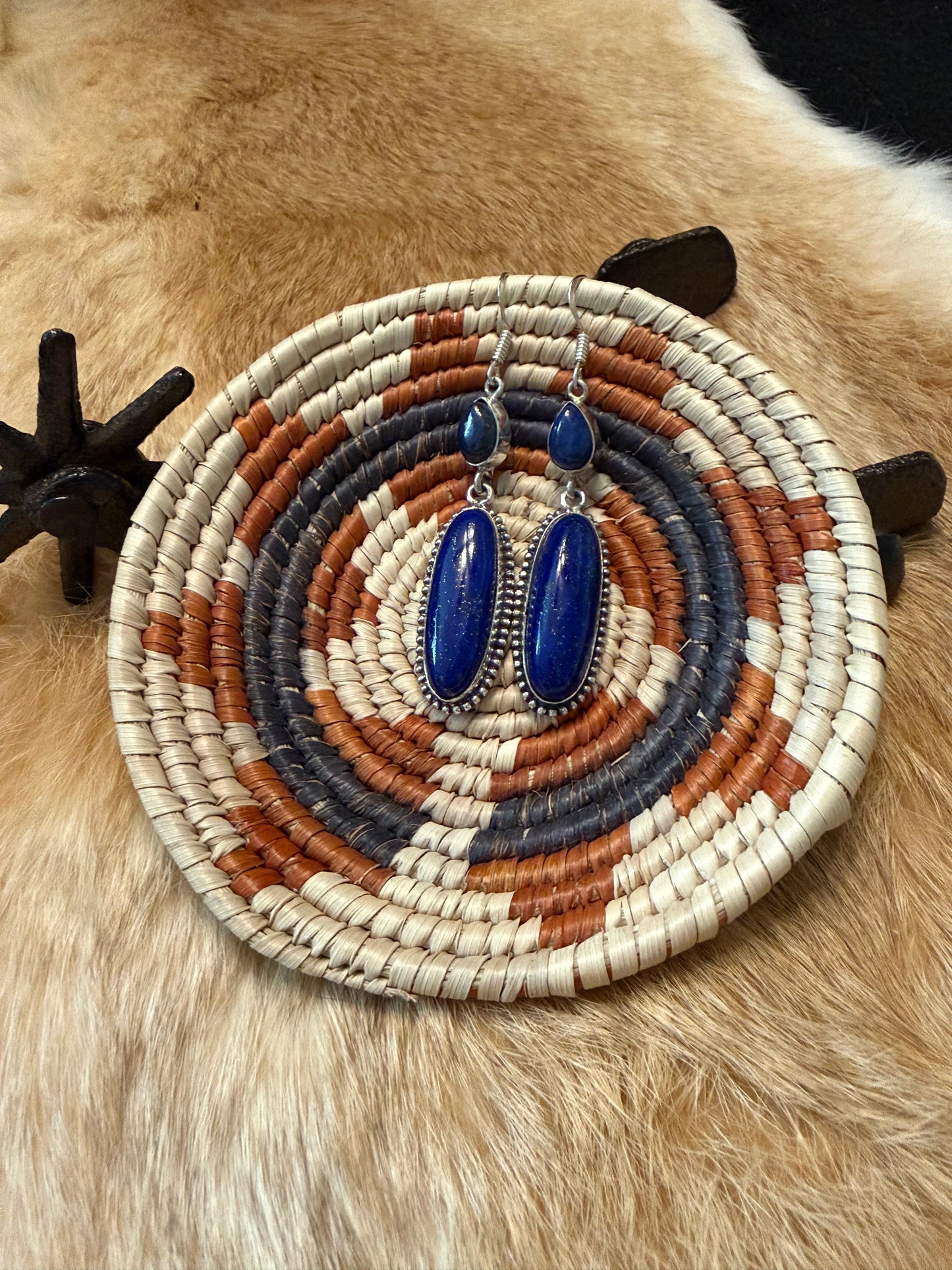 Southwest Lapis Lazuli Drop Earrings