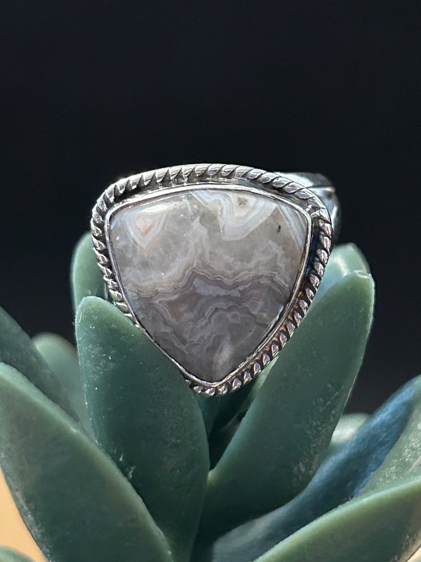 Crazy Lace Agate Sterling Silver Ring