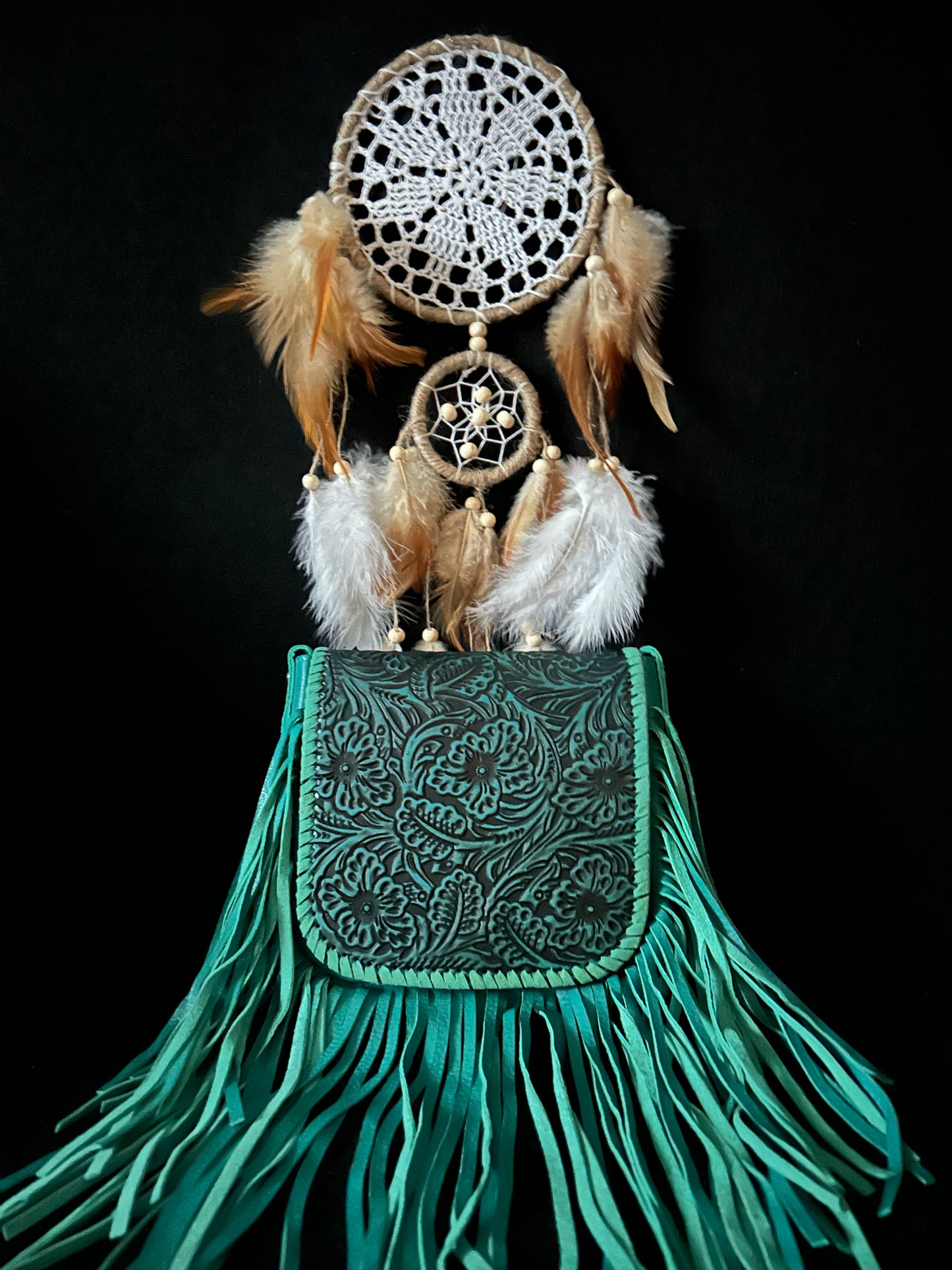 Southwest Turquoise Fringe Crossbody Bag