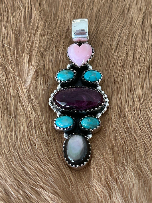 Beautiful Sterling Silver Multi-Stone Pendant