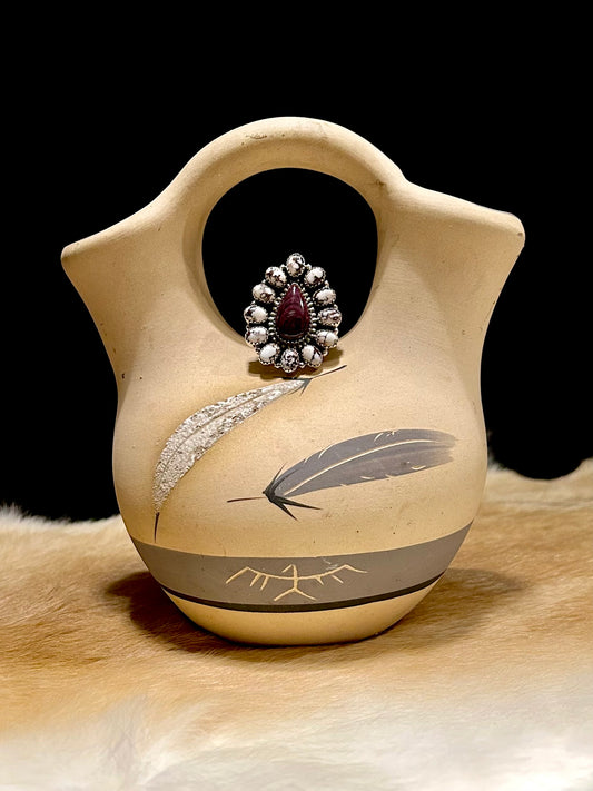 Southwest Purple Spiny Oyster & Wild Horse Teardrop Ring