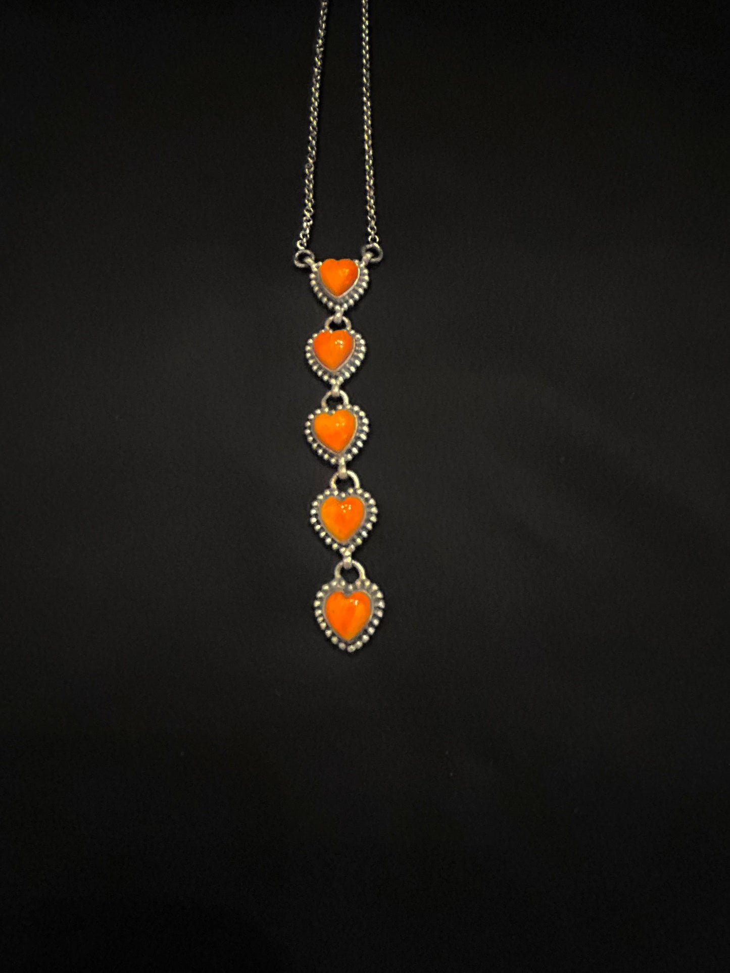 Sterling Silver Spiny Oyster Heart Drop Necklace