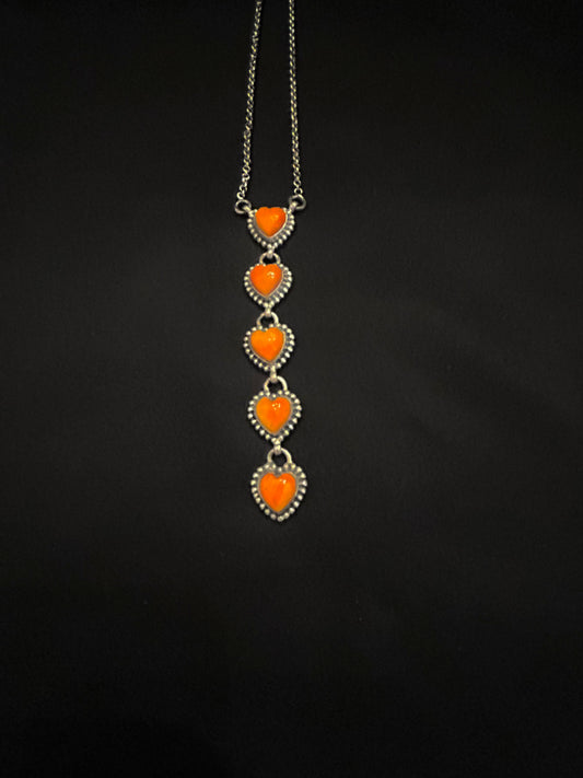 Sterling Silver Spiny Oyster Heart Drop Necklace