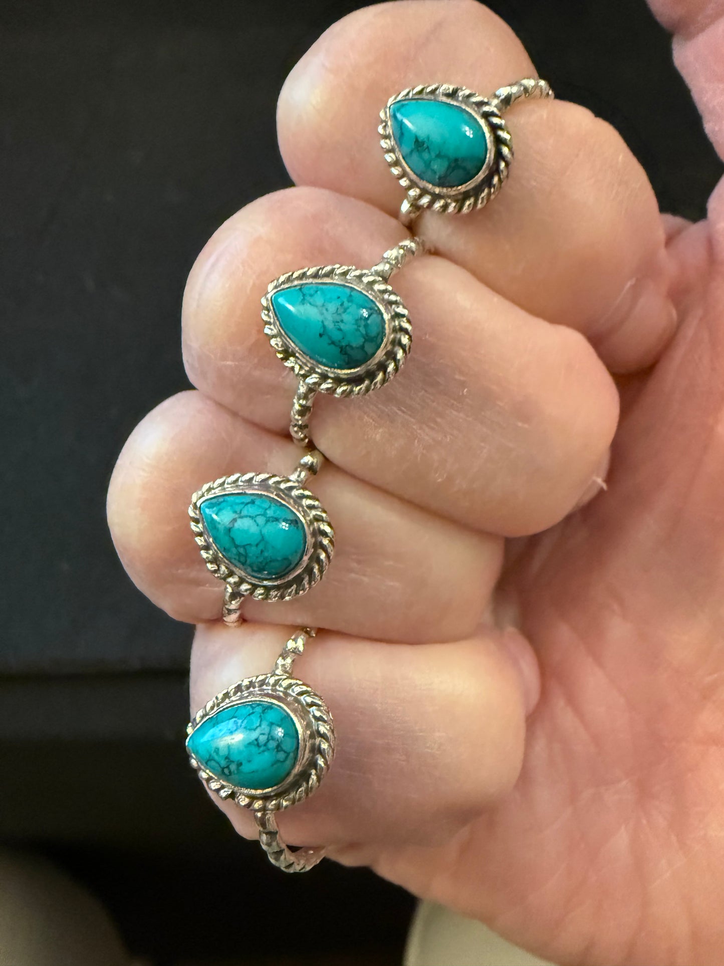 Petite Southwest Turquoise Teardrop Ring