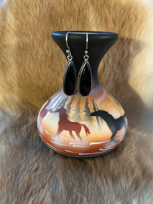 Black Onyx Teardrop Earrings