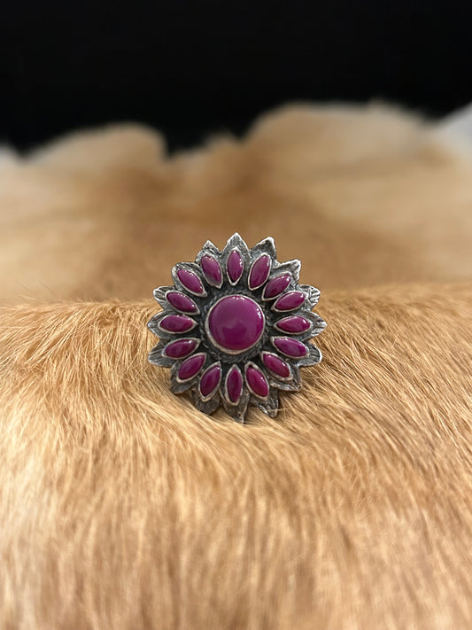 Sterling Silver Purple Spiny Oyster Flower Ring