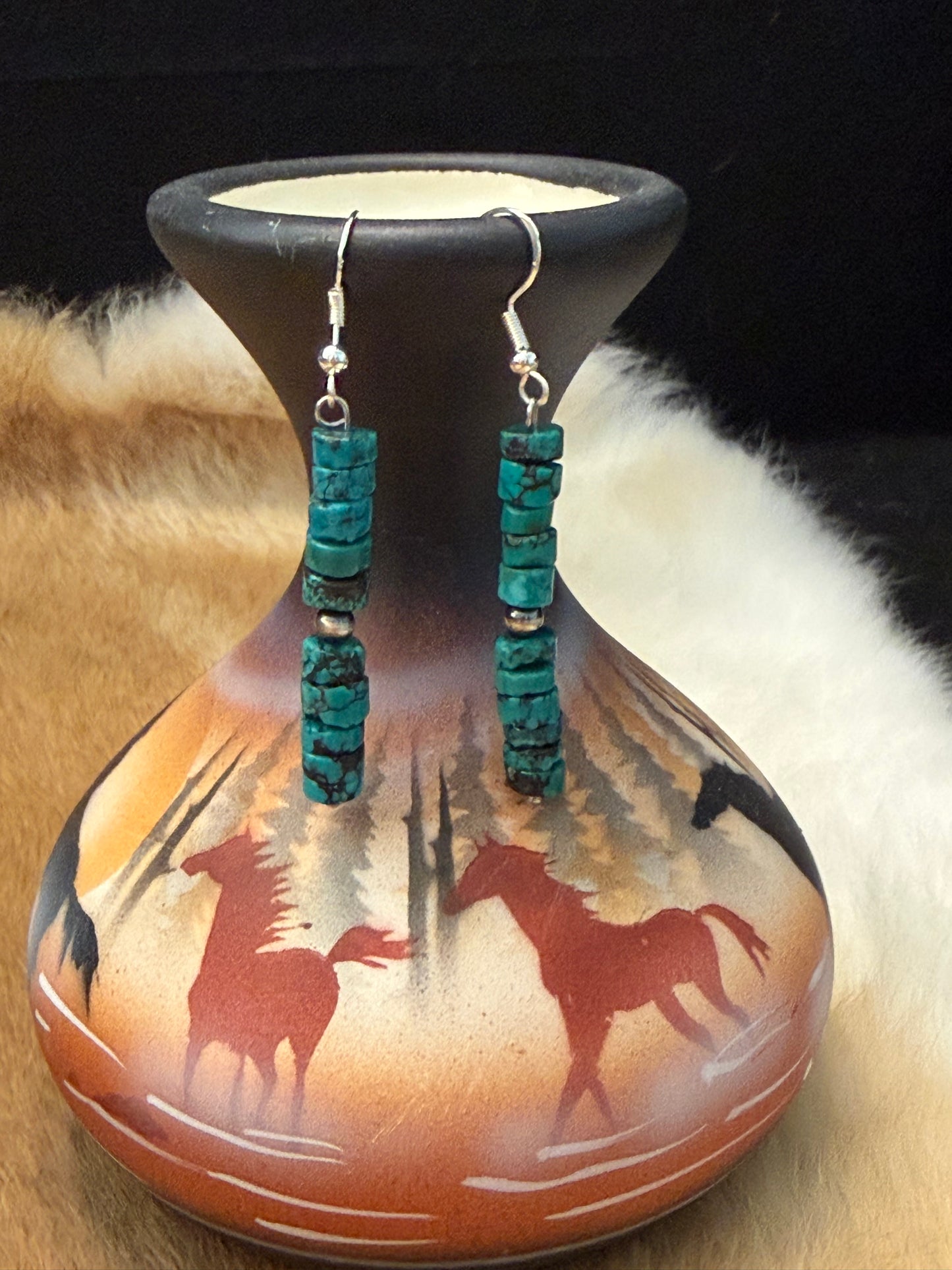Turquoise Heishi Dangle Earrings