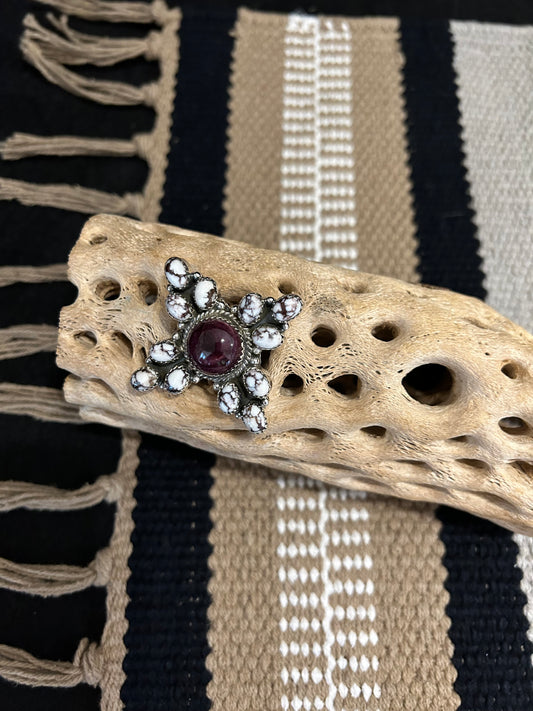Purple Spiny Oyster & Wild Horse Turquoise Ring