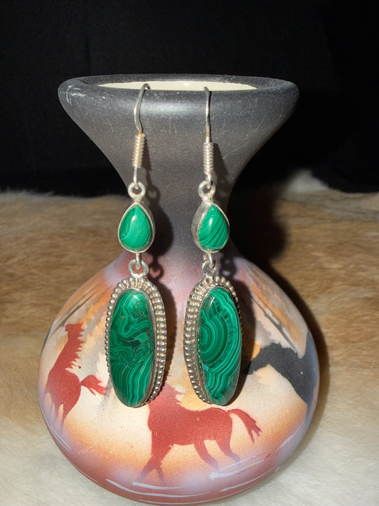 Desert Green Malachite Drop Earrings
