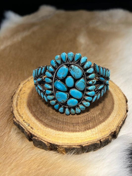 Southwest Kingman Turquoise Sterling Silver Bangle