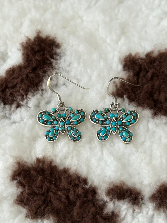 Sterling Silver Turquoise Butterfly Earrings