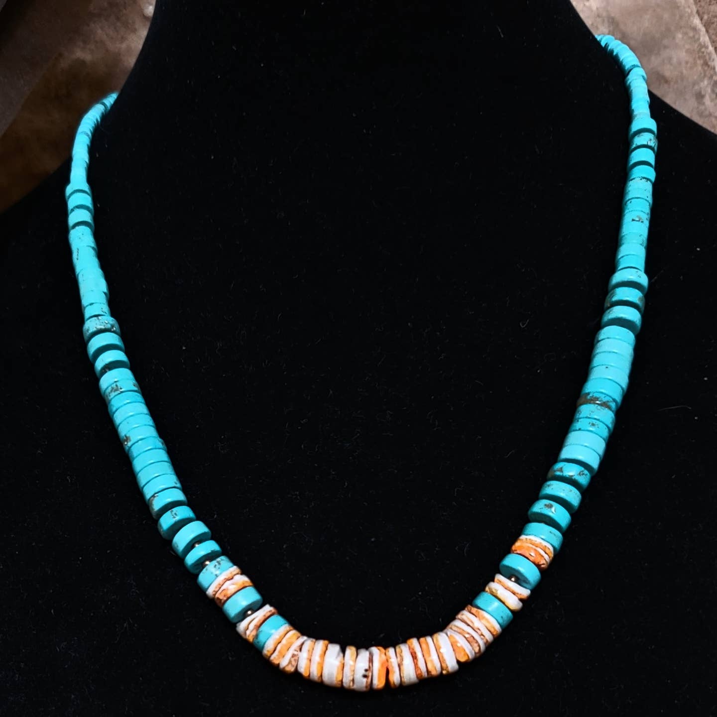 Turquoise & Spiny Oyster Heishi Necklace