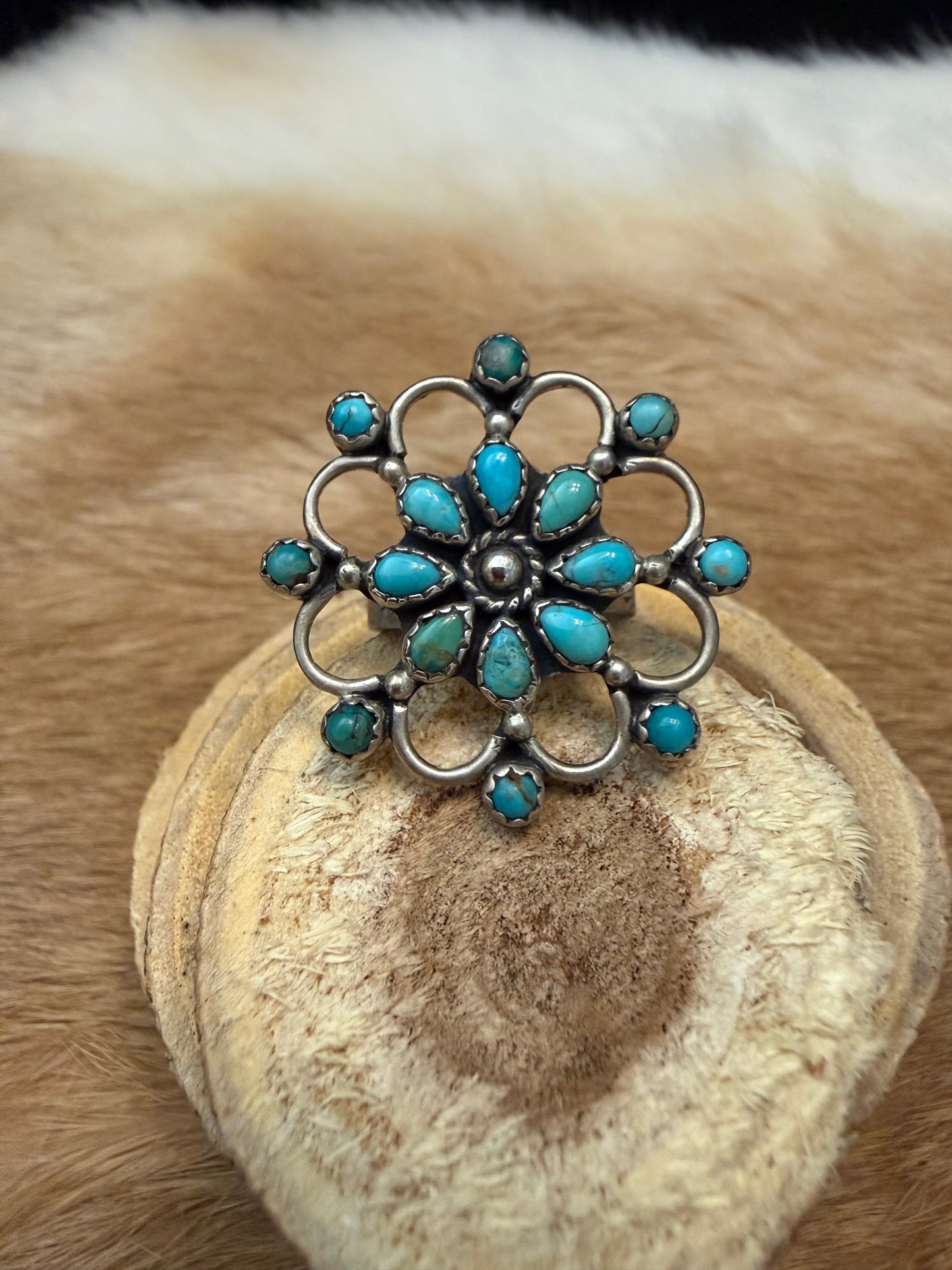 Turquoise Cluster Flower Ring