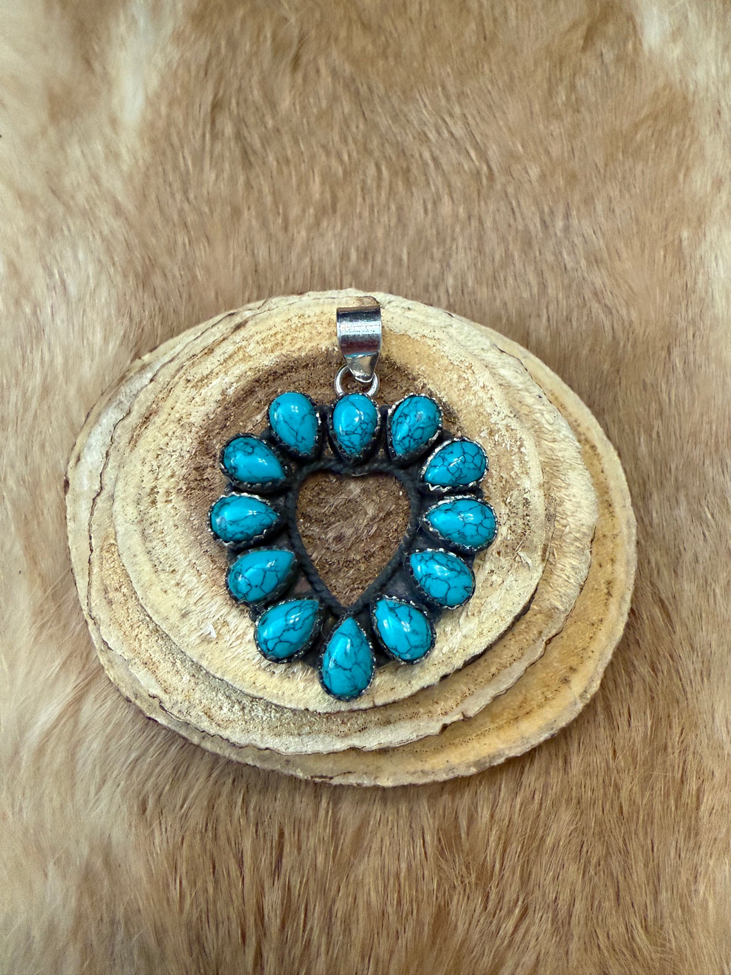 Turquoise Open Heart Cluster Pendant