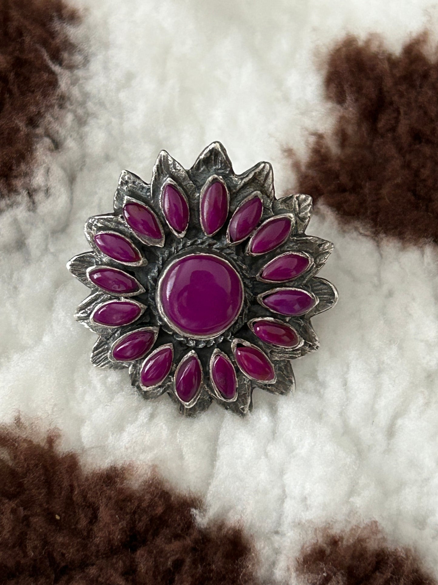 Sterling Silver Purple Spiny Oyster Flower Ring