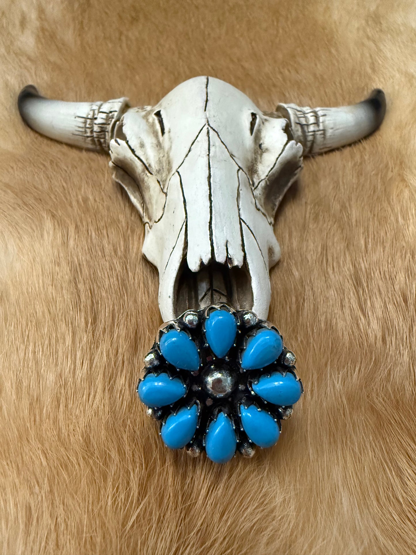 Sterling Silver Turquoise Cluster Ring