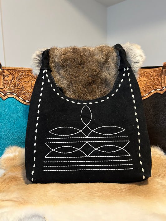 Black Canyon Boot Stitch Suede Bag