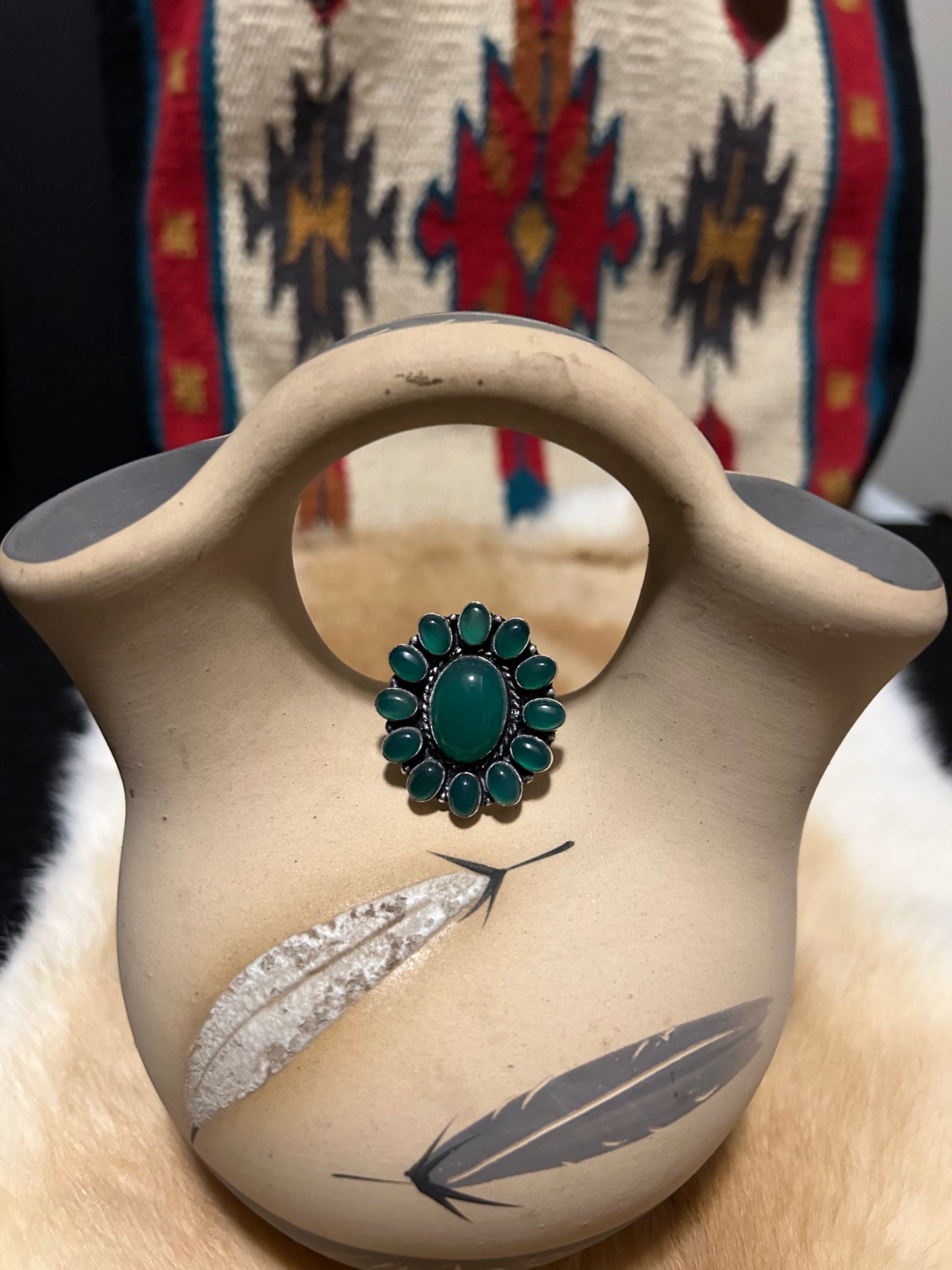 Southwest Green Onyx Cluster Ring