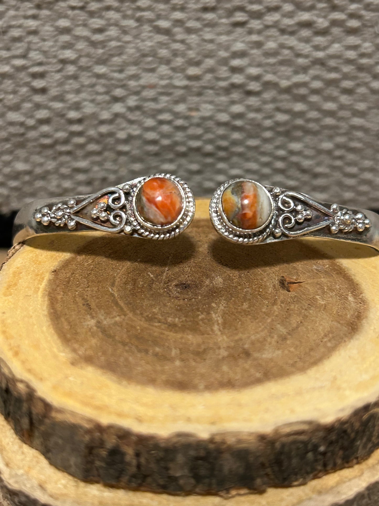 Spiny Oyster & Sterling Silver Open Cuff Bracelet