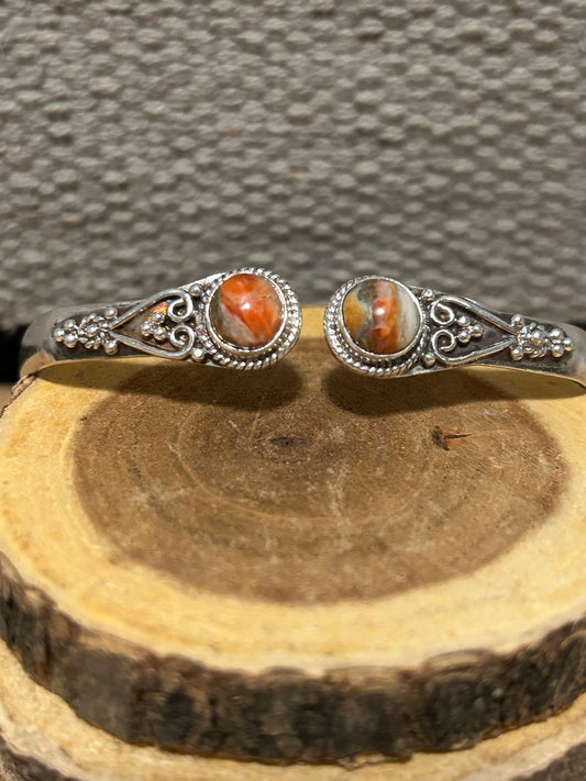 Spiny Oyster & Sterling Silver Open Cuff Bracelet