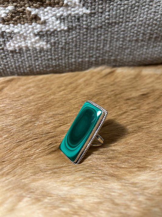 Southwest Malachite Sterling Silver Statement Ring