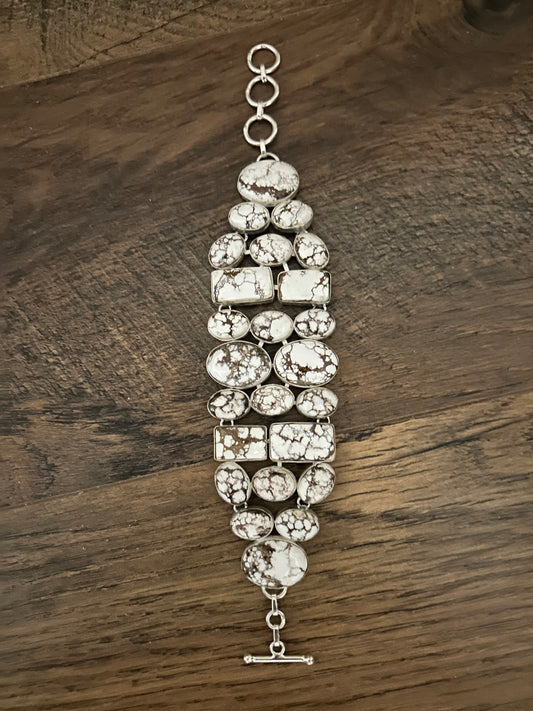 Southwest Sterling Silver Wild Horse Turquoise Statement Bracelet