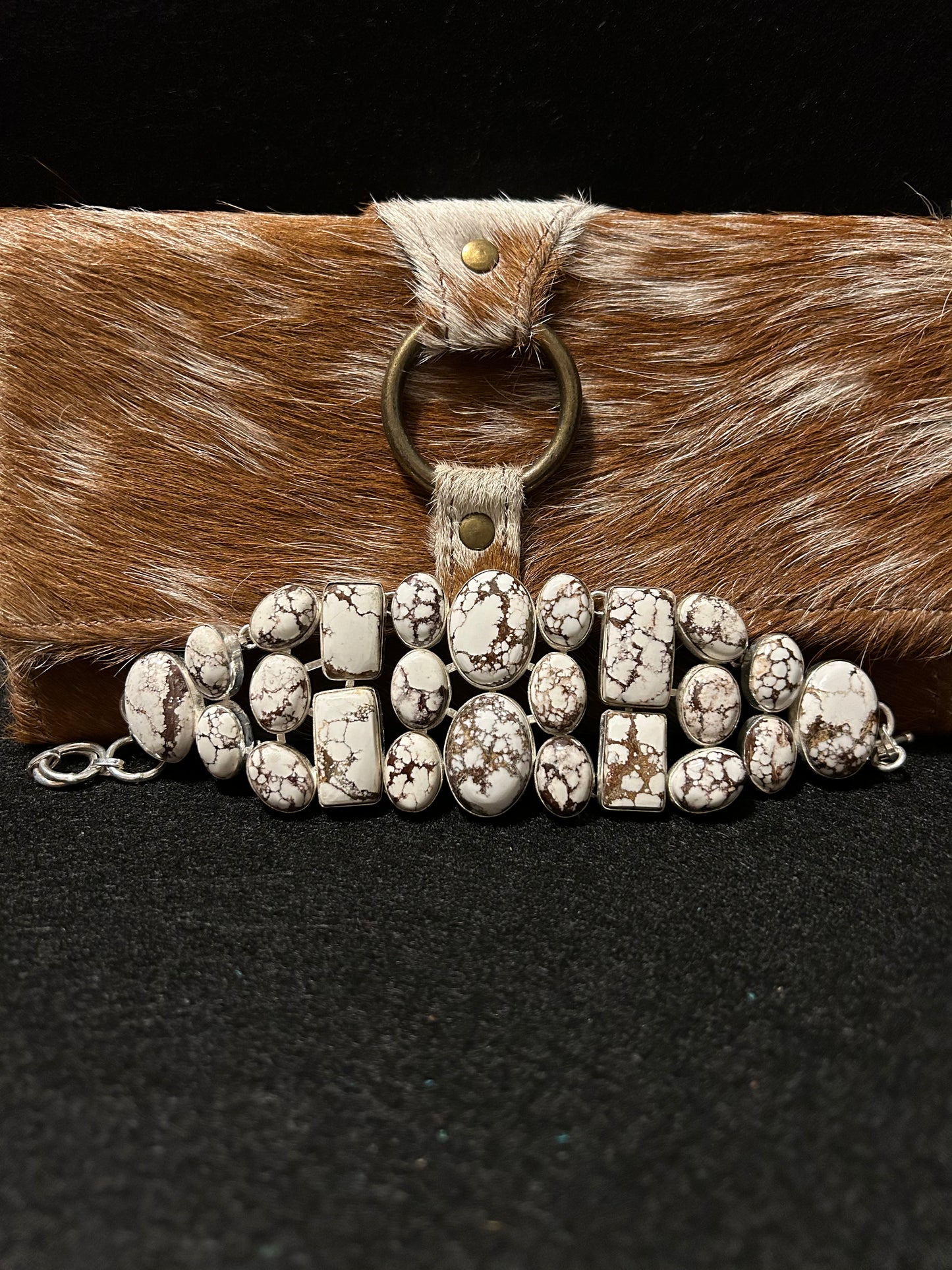 Southwest Sterling Silver Wild Horse Turquoise Statement Bracelet