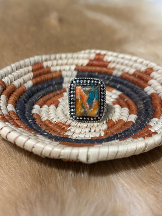 Southwest Spiny Oyster and Turquoise Ring