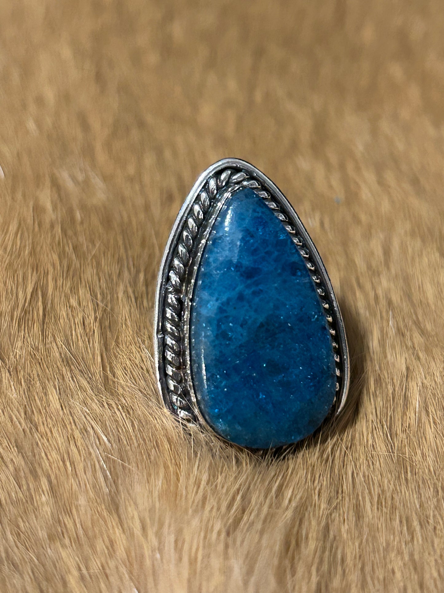 Southwest Sterling Silver Blue Apatite Ring