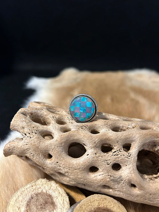 Southwest Opal & Turquoise Sterling Silver Ring
