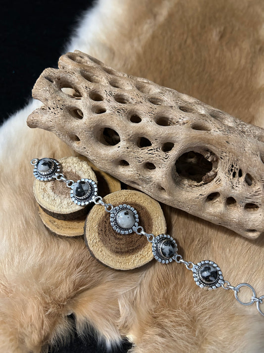 Southwest White Buffalo Sterling Silver Bracelet