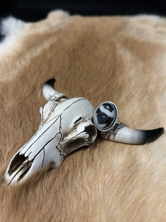 White Buffalo Sterling Silver Ring