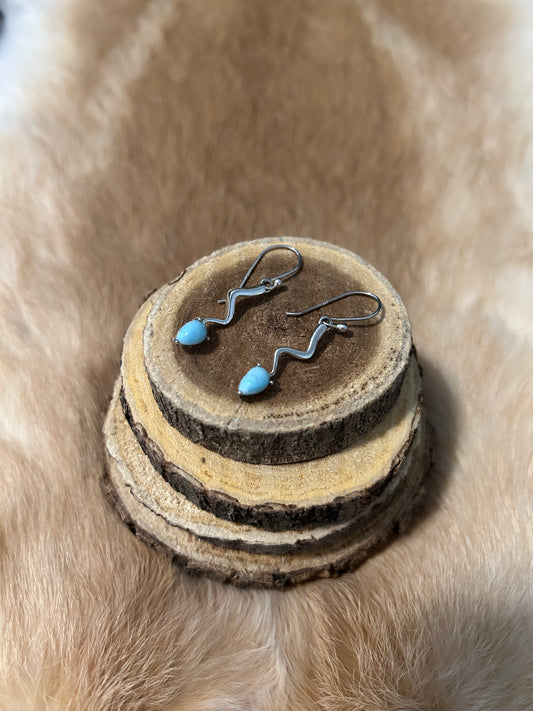 Larimar Sterling Silver Serpent Earrings