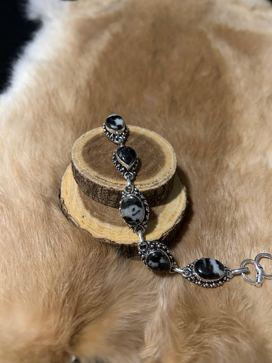 White Buffalo Sterling Silver Bracelet