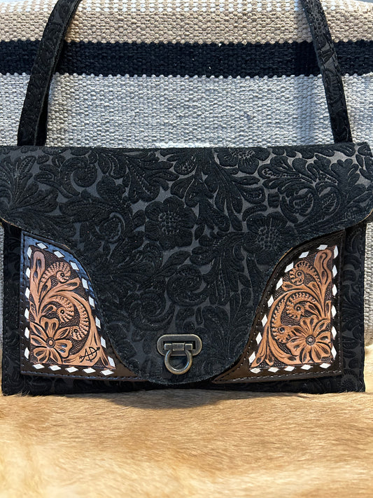 Midnight Mesa Tooled Leather Crossbody Bag