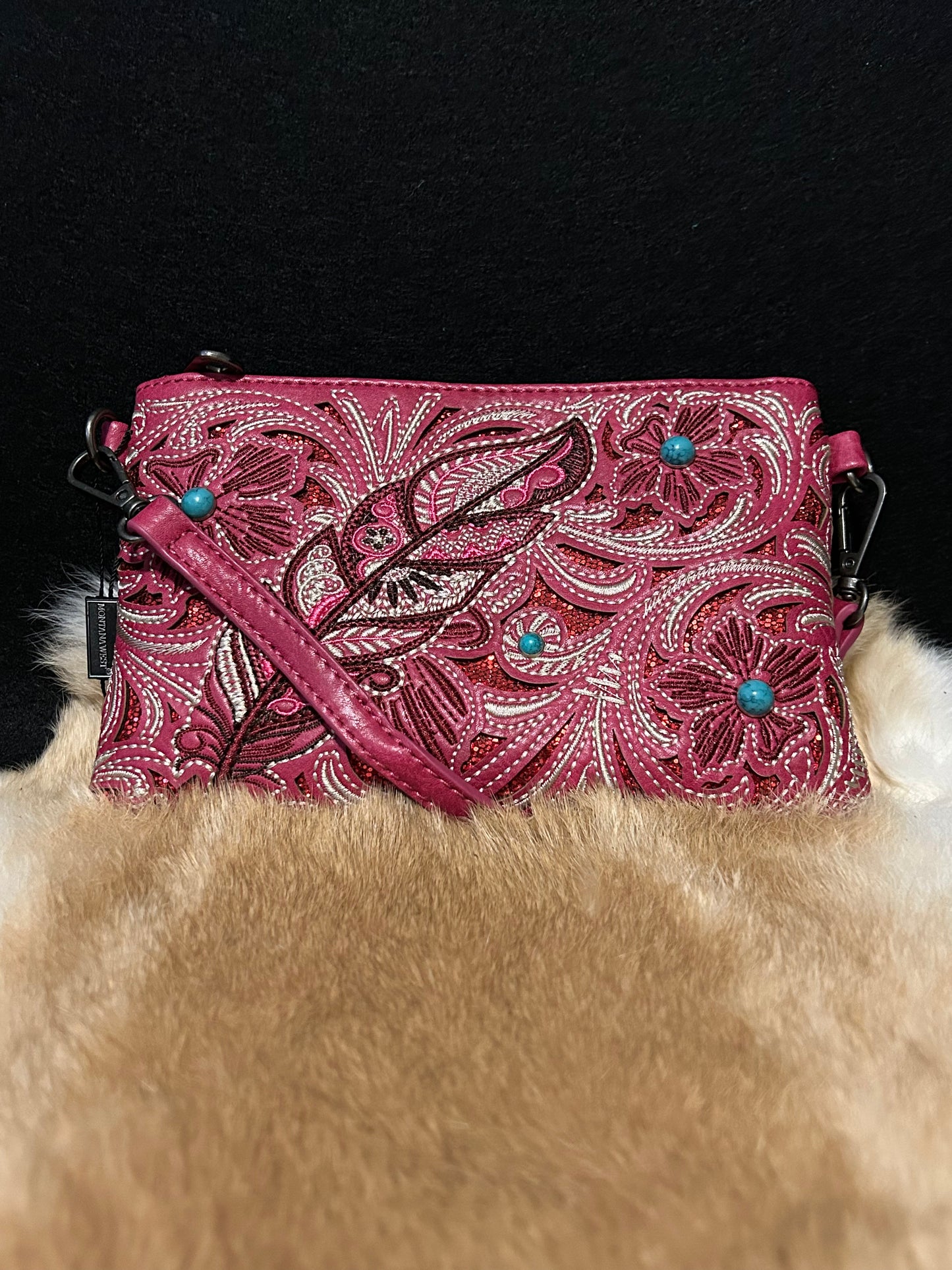 Embroidered Floral Cutout Collection, Wristlet/Crossbody Bag