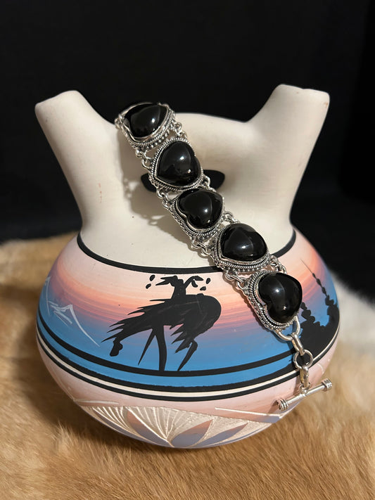 Black Onyx Heart Bracelet