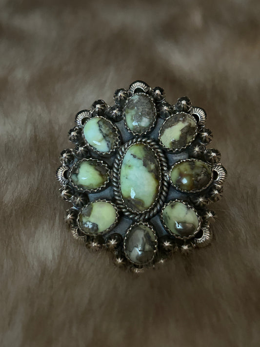 Large Palomino Turquoise Cluster Ring
