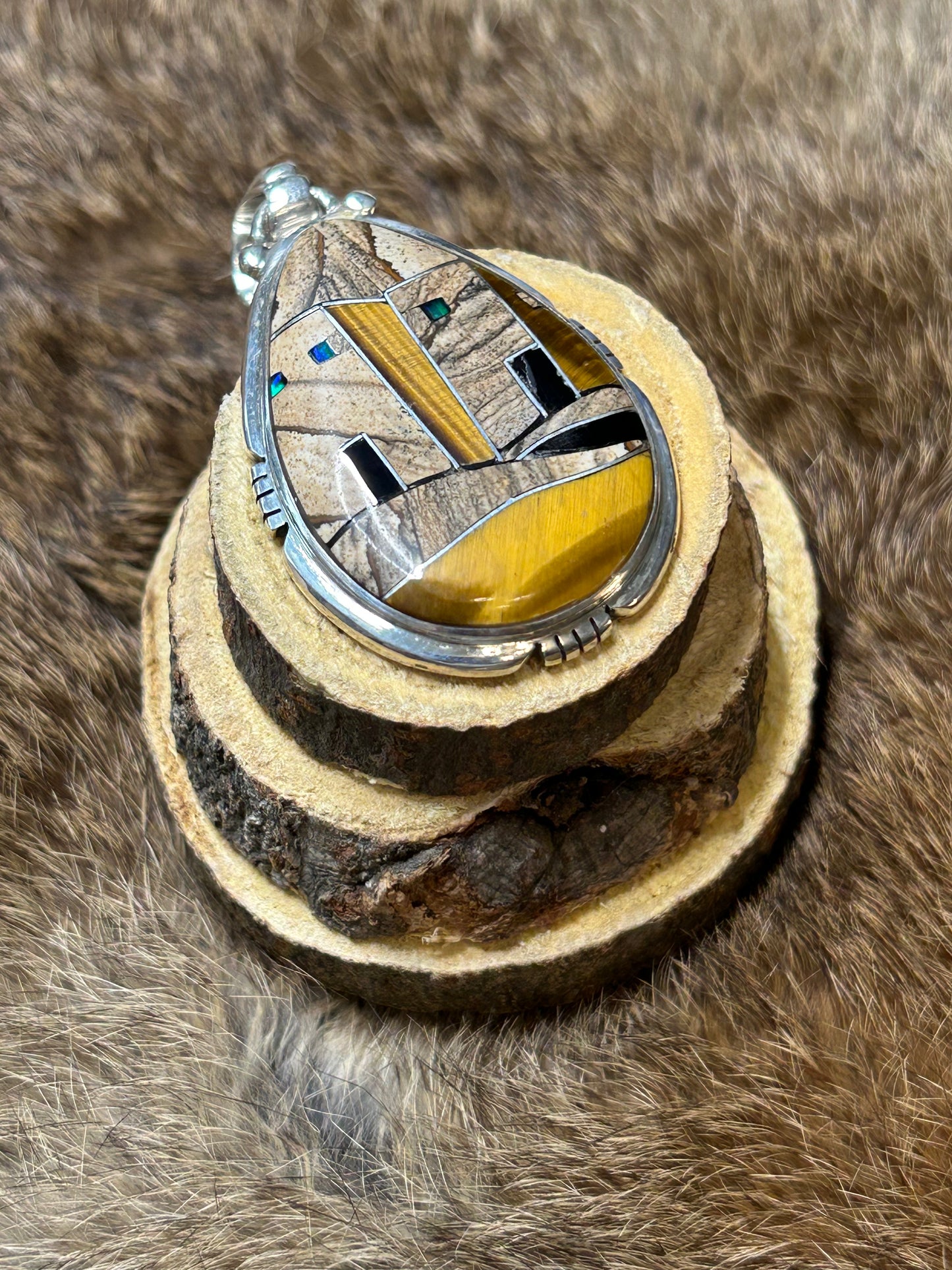 Pueblo Landscape Inlay Pendant