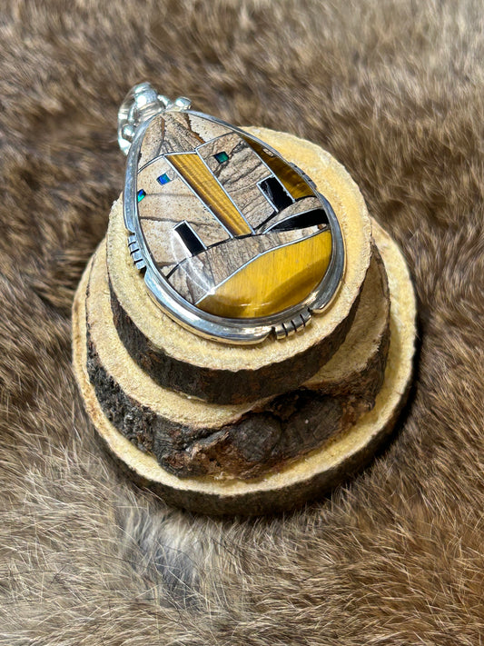 Pueblo Landscape Inlay Pendant