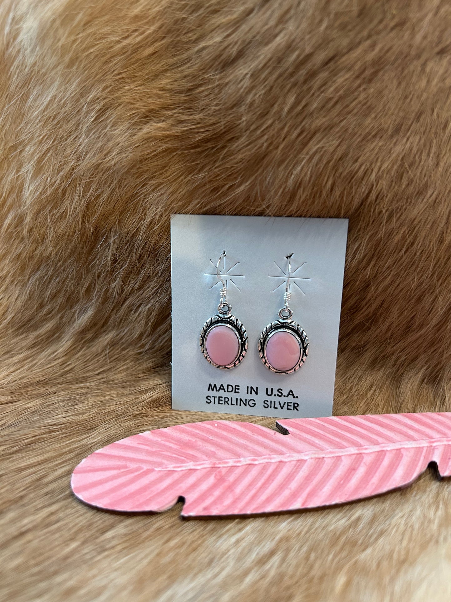 Pink Conch Shell Dangle Earrings