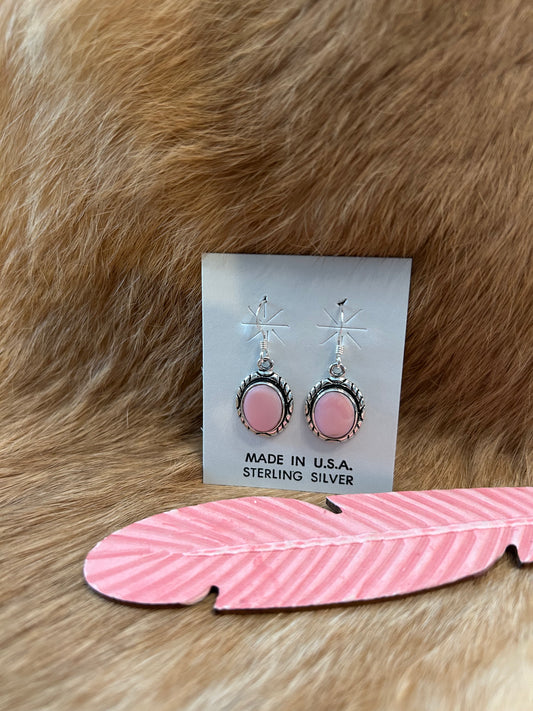 Pink Conch Shell Dangle Earrings