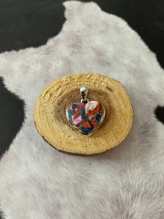 Spiny Oyster & Turquoise Heart Pendant