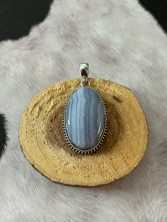 Blue Lace Agate Southwest Pendant