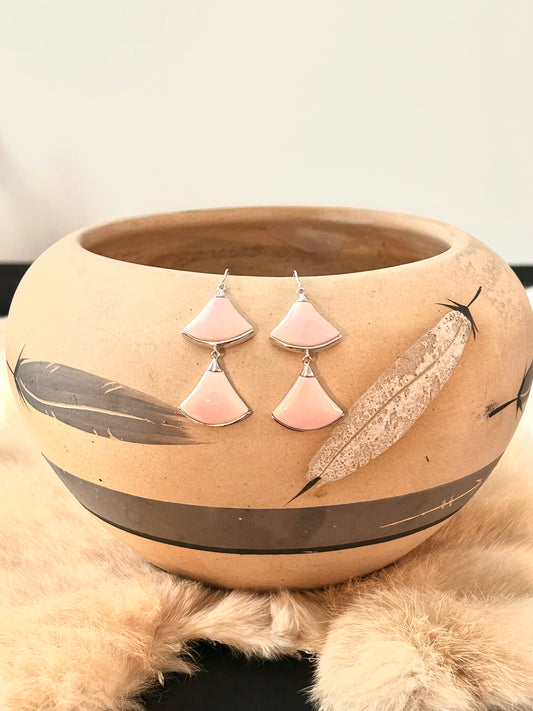 Pink Conch Shell Fan Earrings