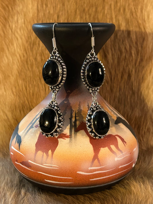 Desert Night Onyx Dangle Earrings
